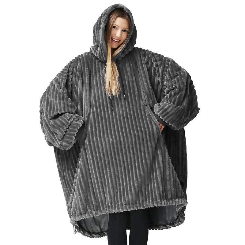 Nestl Oversized Unisex Wearable Blanket Reversible Hoodie Blanket Giant Sweater Blanket Hoodie Reviews Wayfair